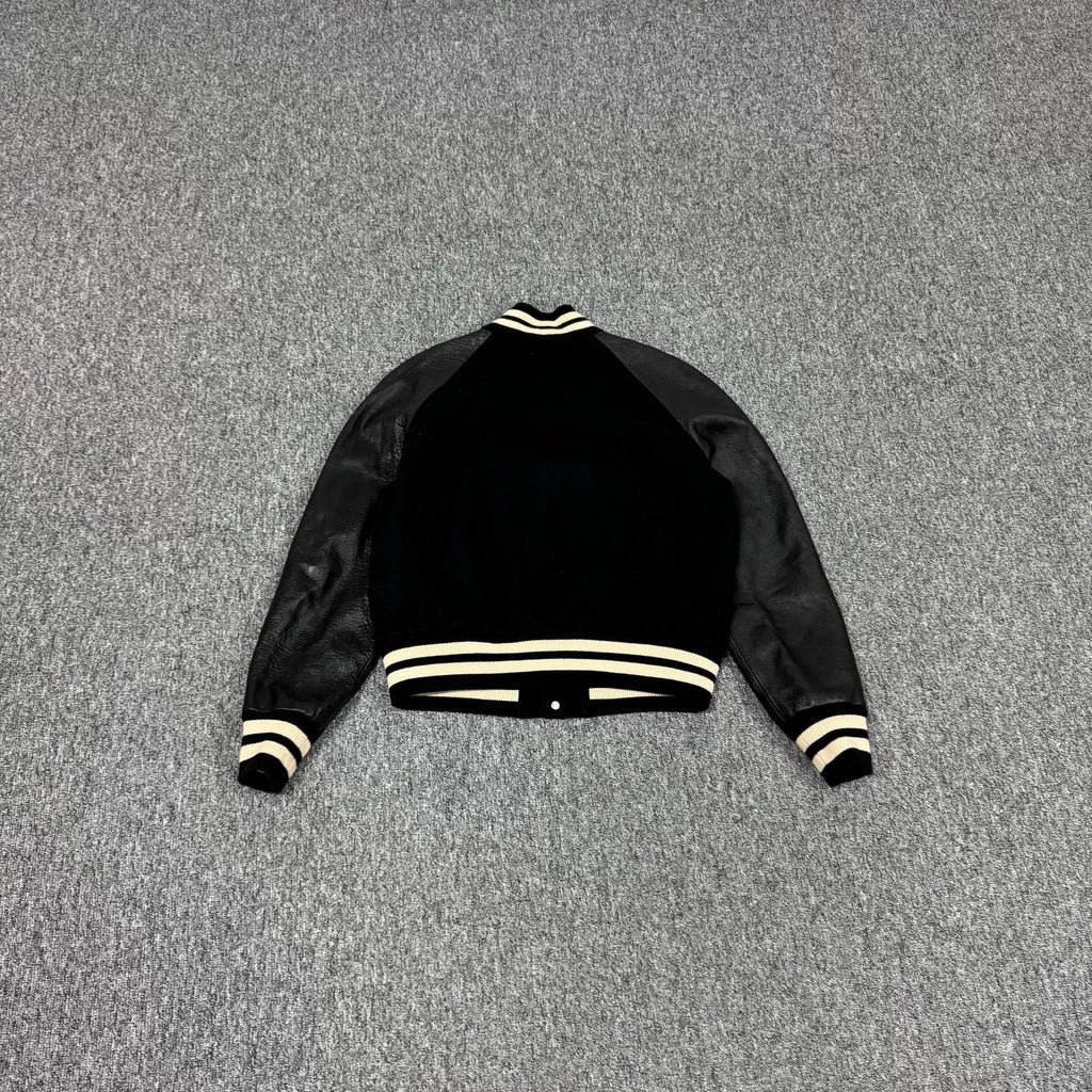 Gucci horsebit felt and leather baseball jacket