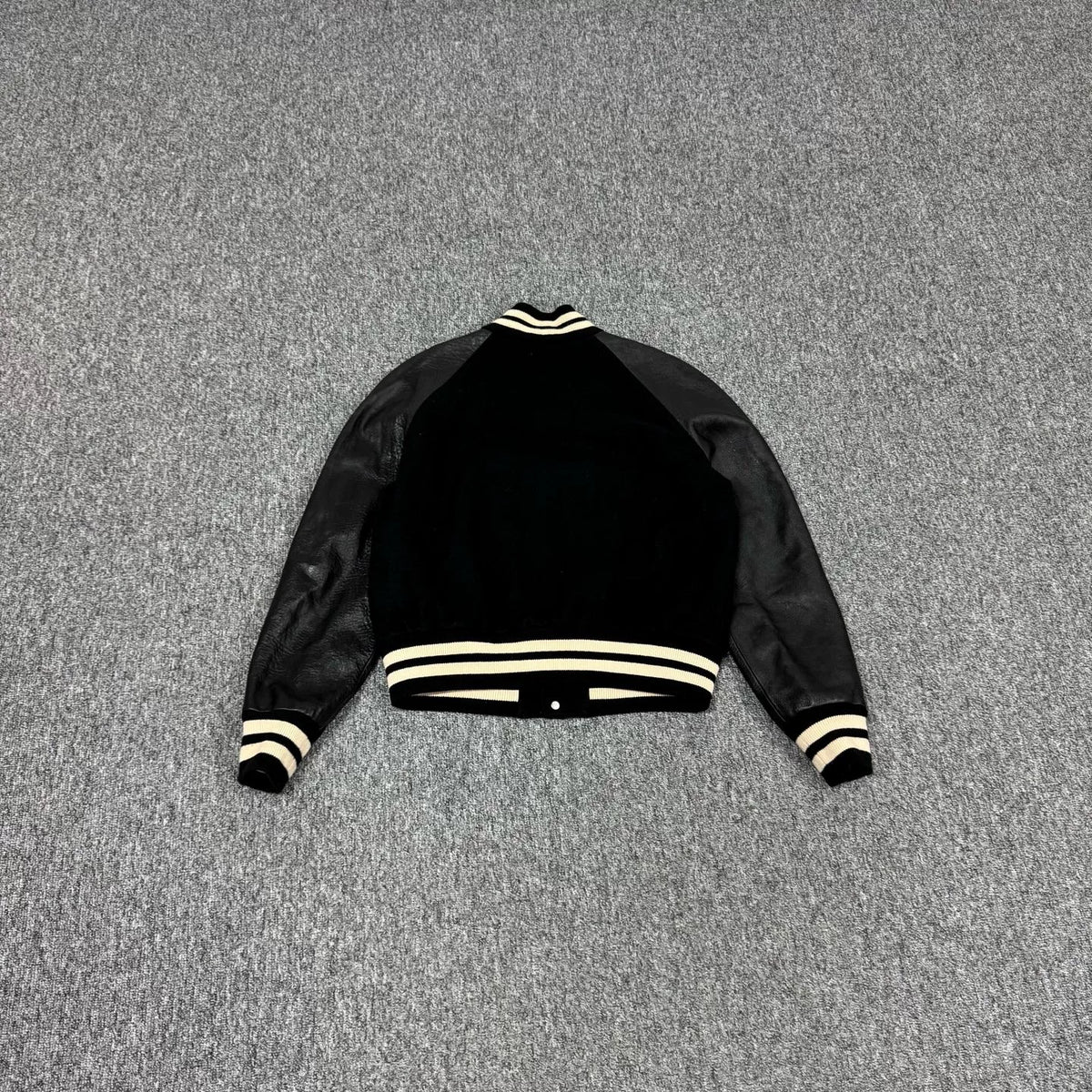 Gucci horsebit felt and leather baseball jacket