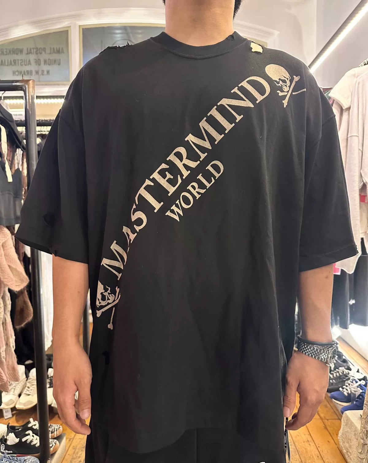 Mastermind World 2024 ORIGINAL Suvin Giza SCENE.XII Black Skull Print Cotton T-Shirt