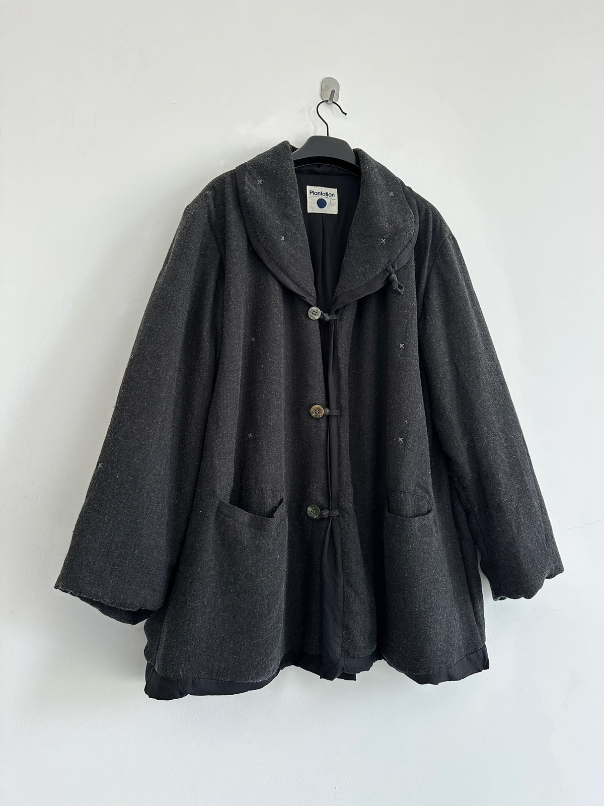 Issey Miyake 1995 Plantation line Dark gray wool frog-button jacket