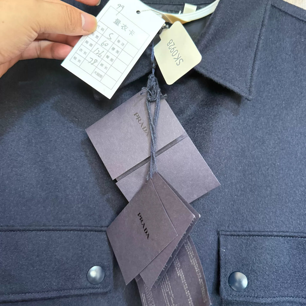 Prada Camel Triangle Logo Shirt Jacket