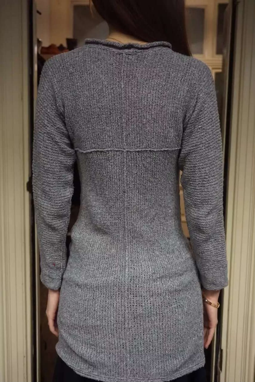 M.A+ SS16 Grey Cross Crew Neck Knit Sweater