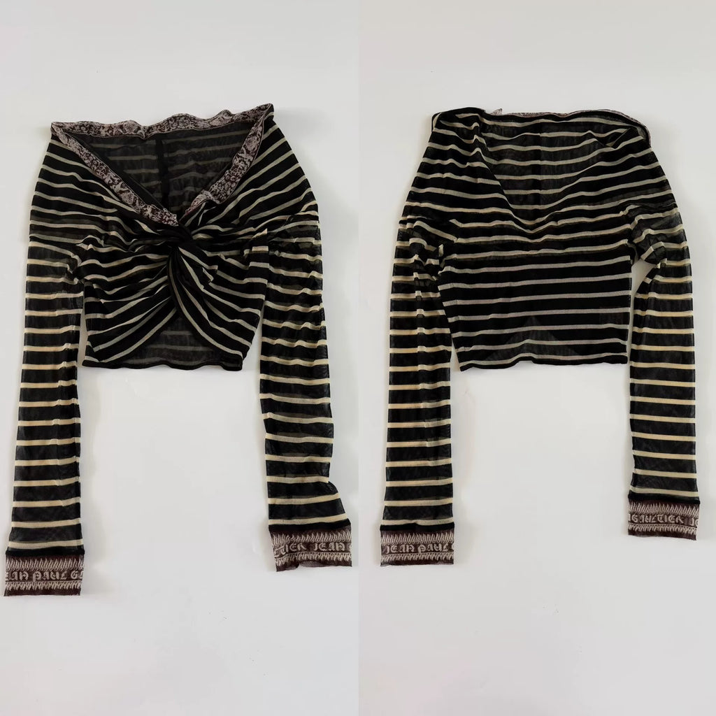 Jean Paul Gaultier Vintage Mesh Striped Top