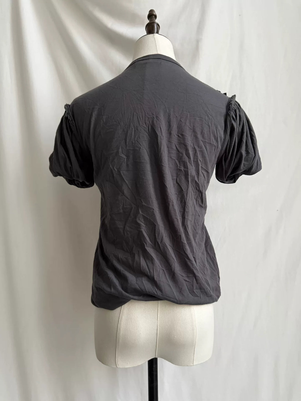 Comme Des Garçons Pleated Flower Short Sleeve Cotton Polyester Top