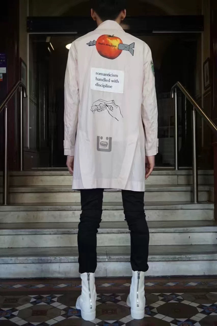 Undercover SS17 Pink Patchwork Print Cotton Trench Coat