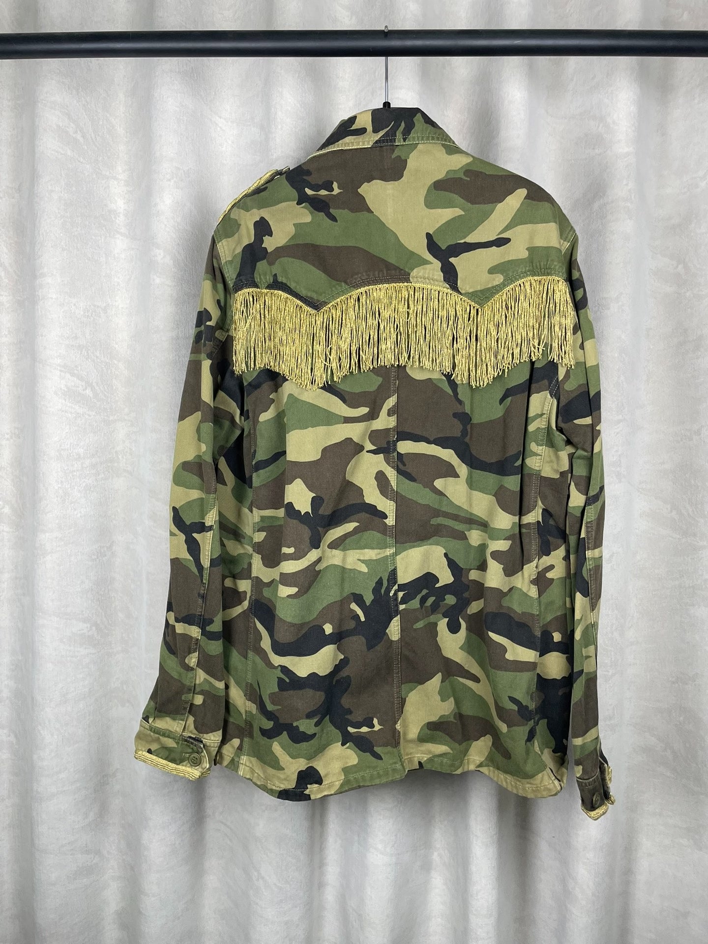 Saint Laurent SS15 Camouflage Military Fringe Jacket