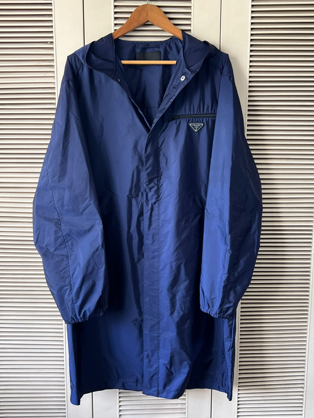 Prada Blue Nylon Triangle Logo Jacket