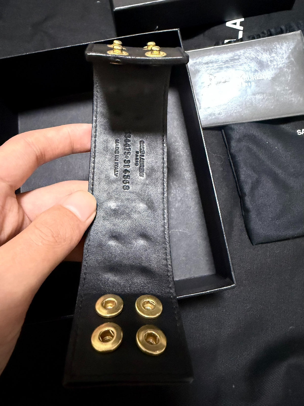 Saint Laurent SS13 Gold Rivet Leather Bracelet by Hedi Slimane