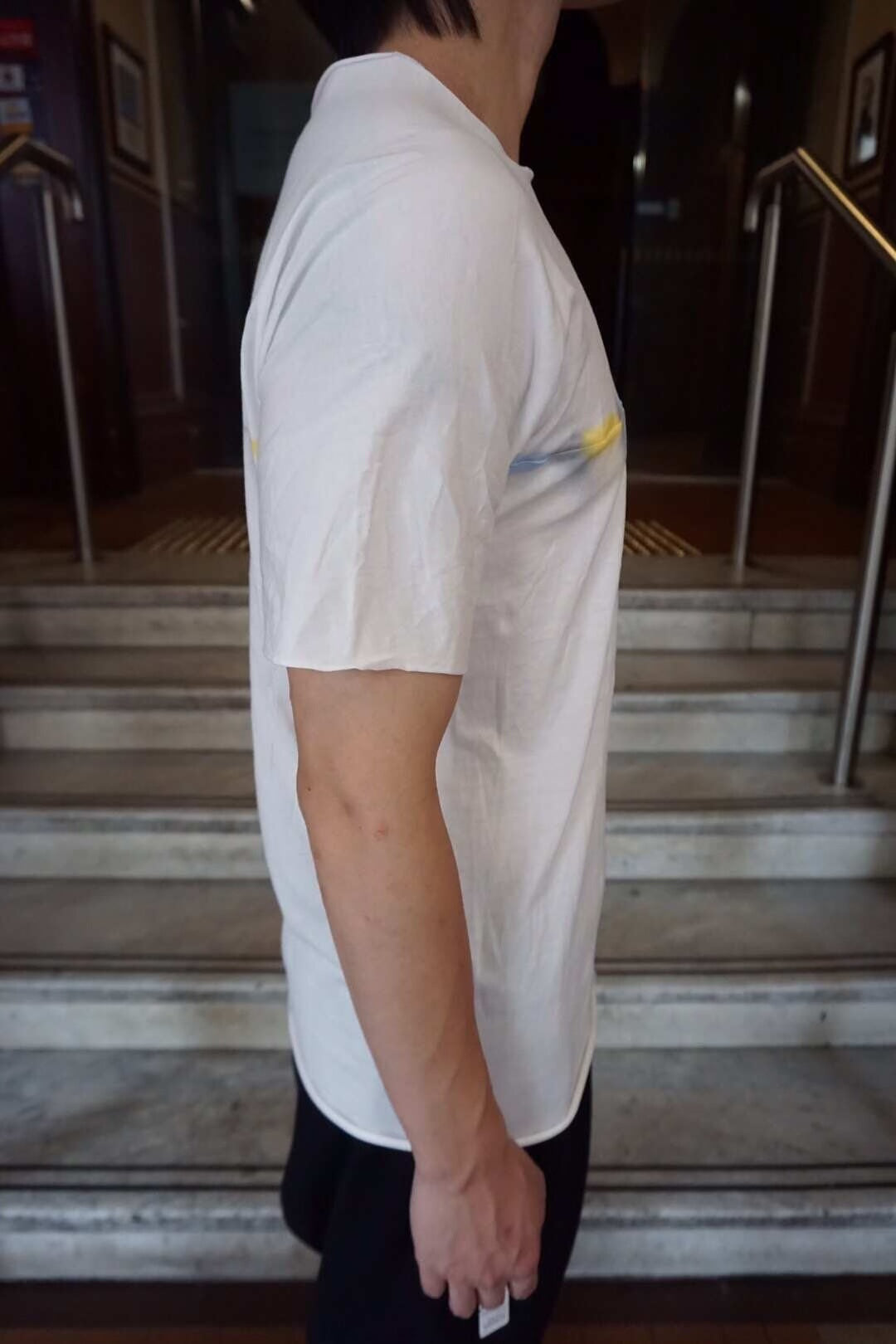 M.A+ SS19 White Color Spray Cross Cotton Short Sleeve Top