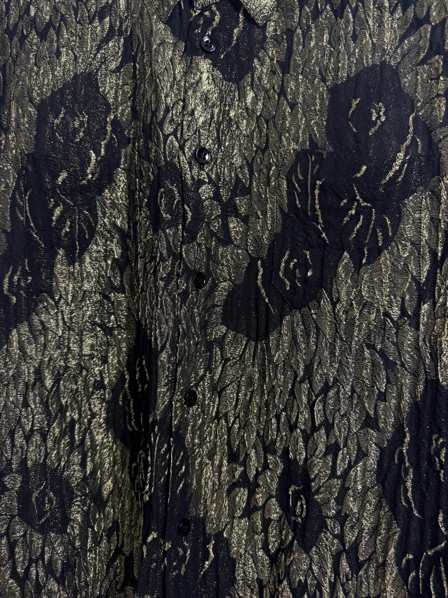 Saint Laurent Slp18fw Black Gold Rose Metallic Shirt