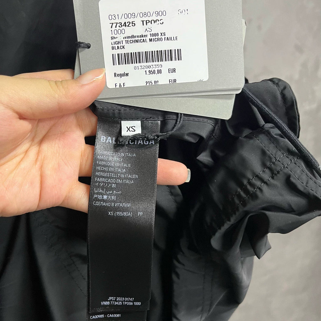 Balenciaga Black Logo Print Crew Neck Buttoned Jacket