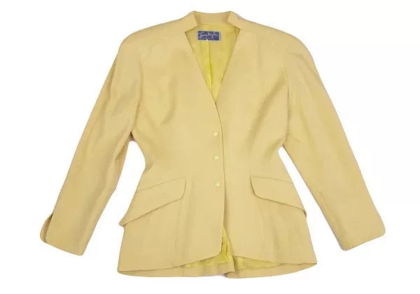 Thierry Mugler Vintage Yellow Cinched Silk Top