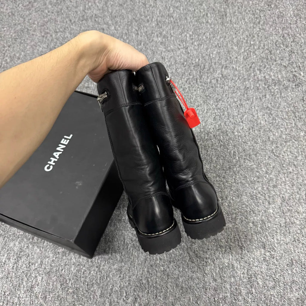 Chanel Double C Zipper Mid-Calf Boots