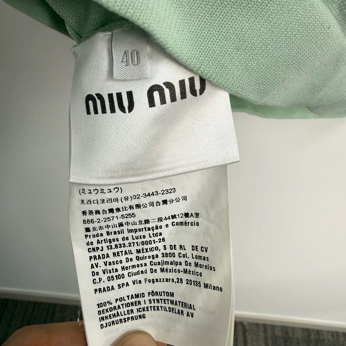 Miu Miu Green Knit Polo Top