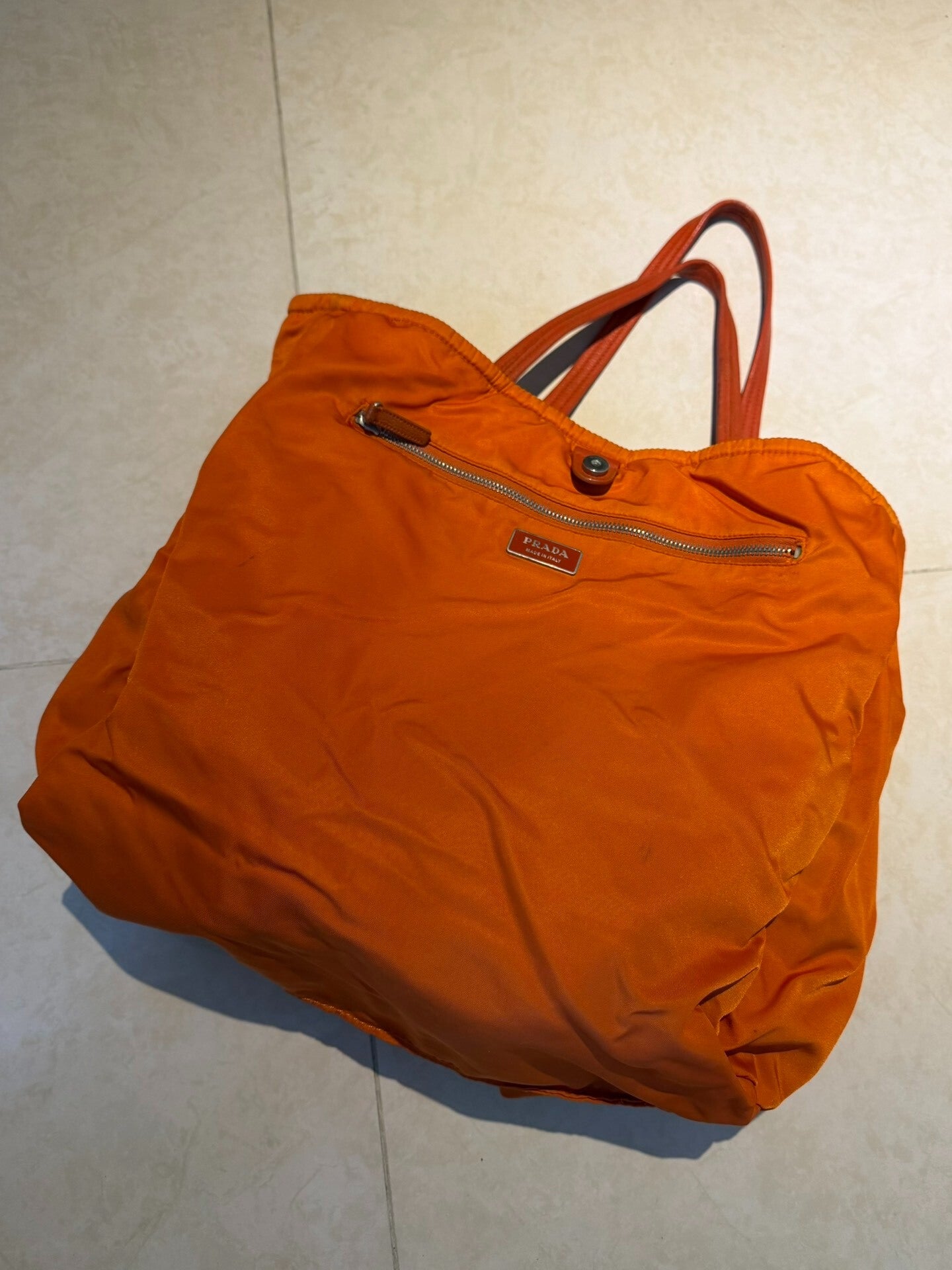 Prada Micro Logo Double-Sided Nylon Tote Bag