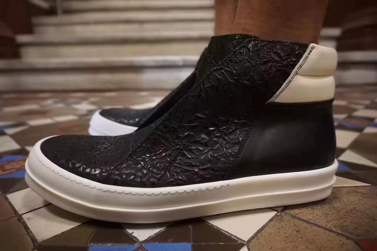 Rick Owens Patchwork Leather Island Dunk Sneakers