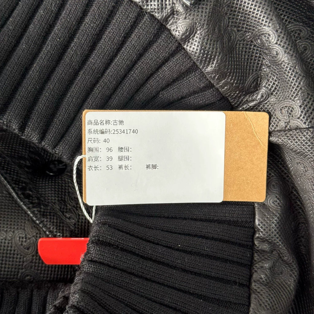 Gucci knit patchwork double-G all-over print leather pilot jacket