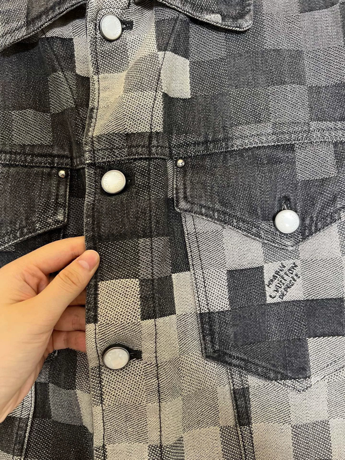 Louis Vuitton Black Grey Plaid Denim Jacket