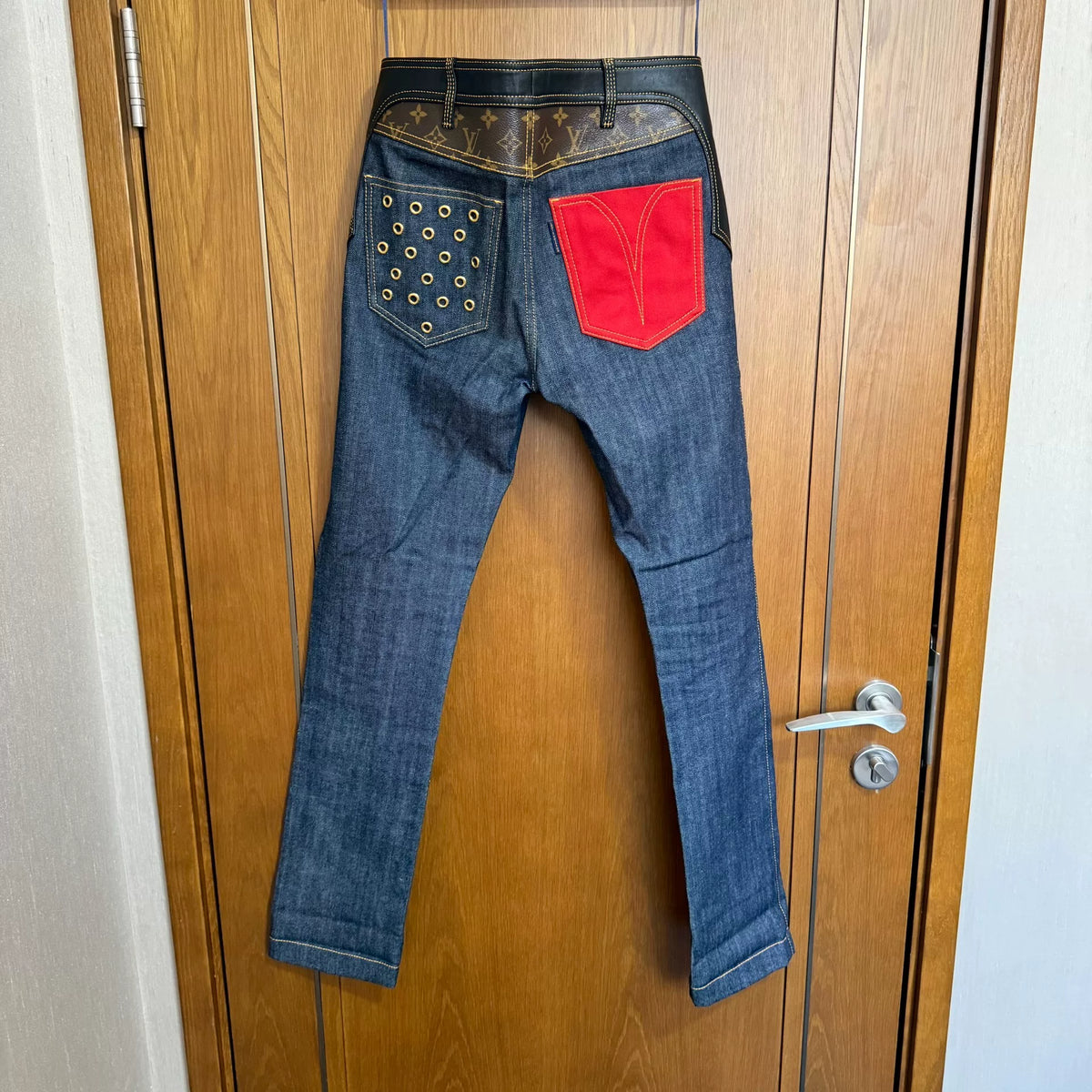 Louis Vuitton Patchwork Leather Denim Jeans