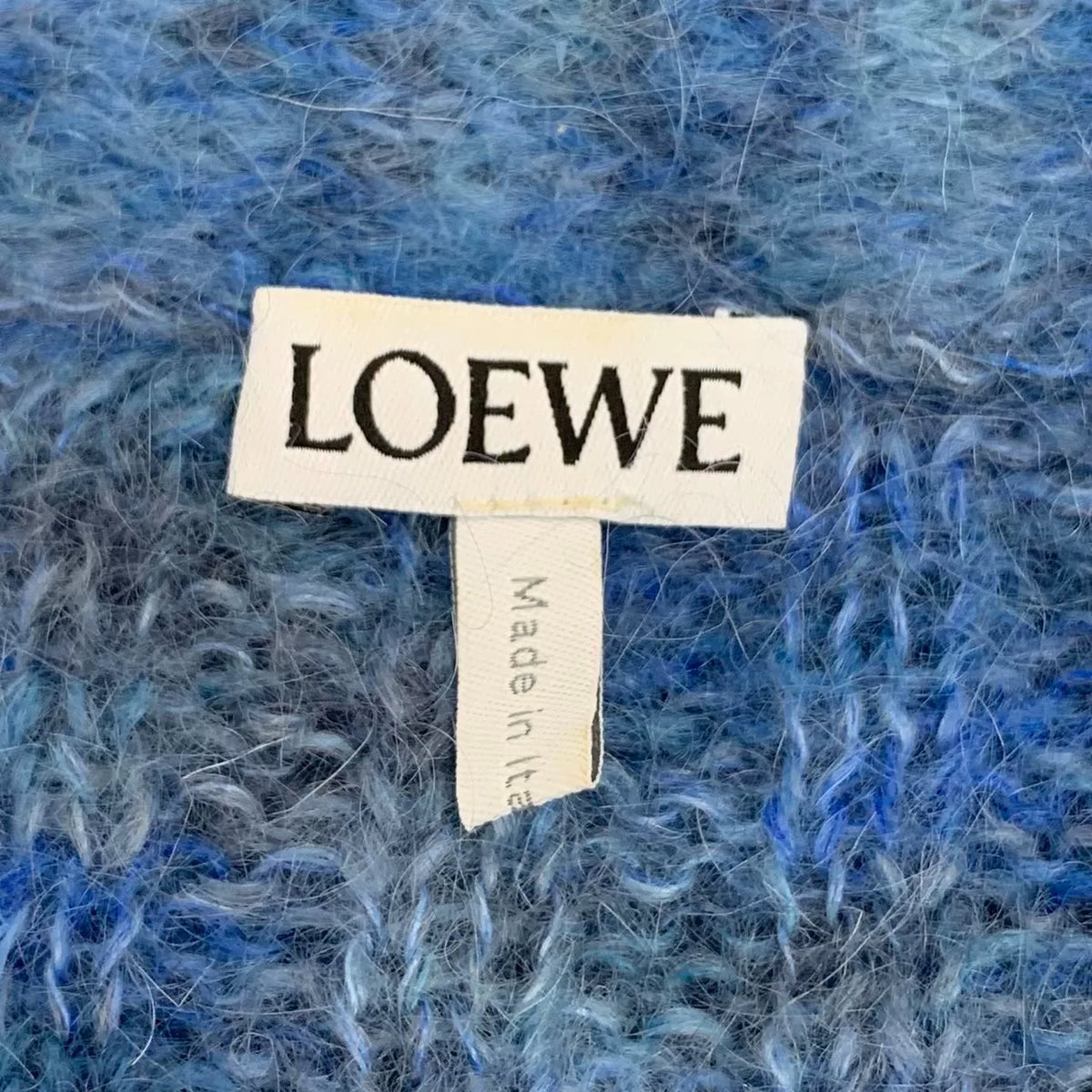 Loewe Navy Blue Mohair V-Neck Single-Breasted Cardigan Jacket