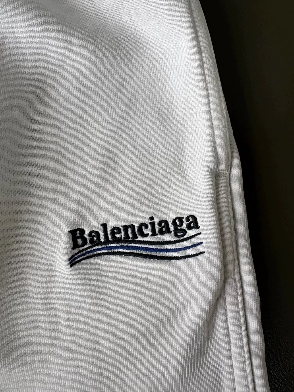 Balenciaga Off-White Cola Embroidered Cotton Shorts