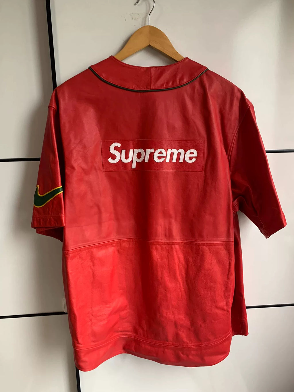 Nike x Supreme FW19 Leather Baseball Jacket