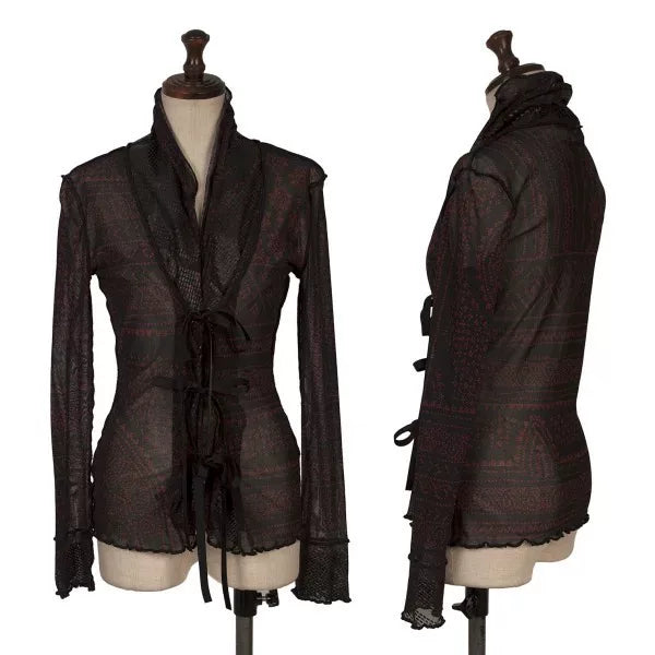Jean Paul Gaultier Vintage Burgundy Floral Mesh Cardigan