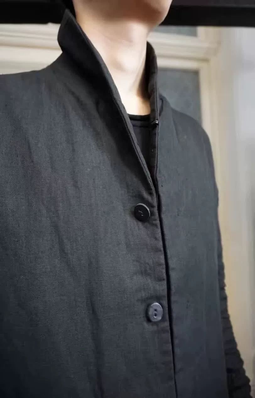 Layer-0 SS17 F.H Black H-Shape Linen Coat