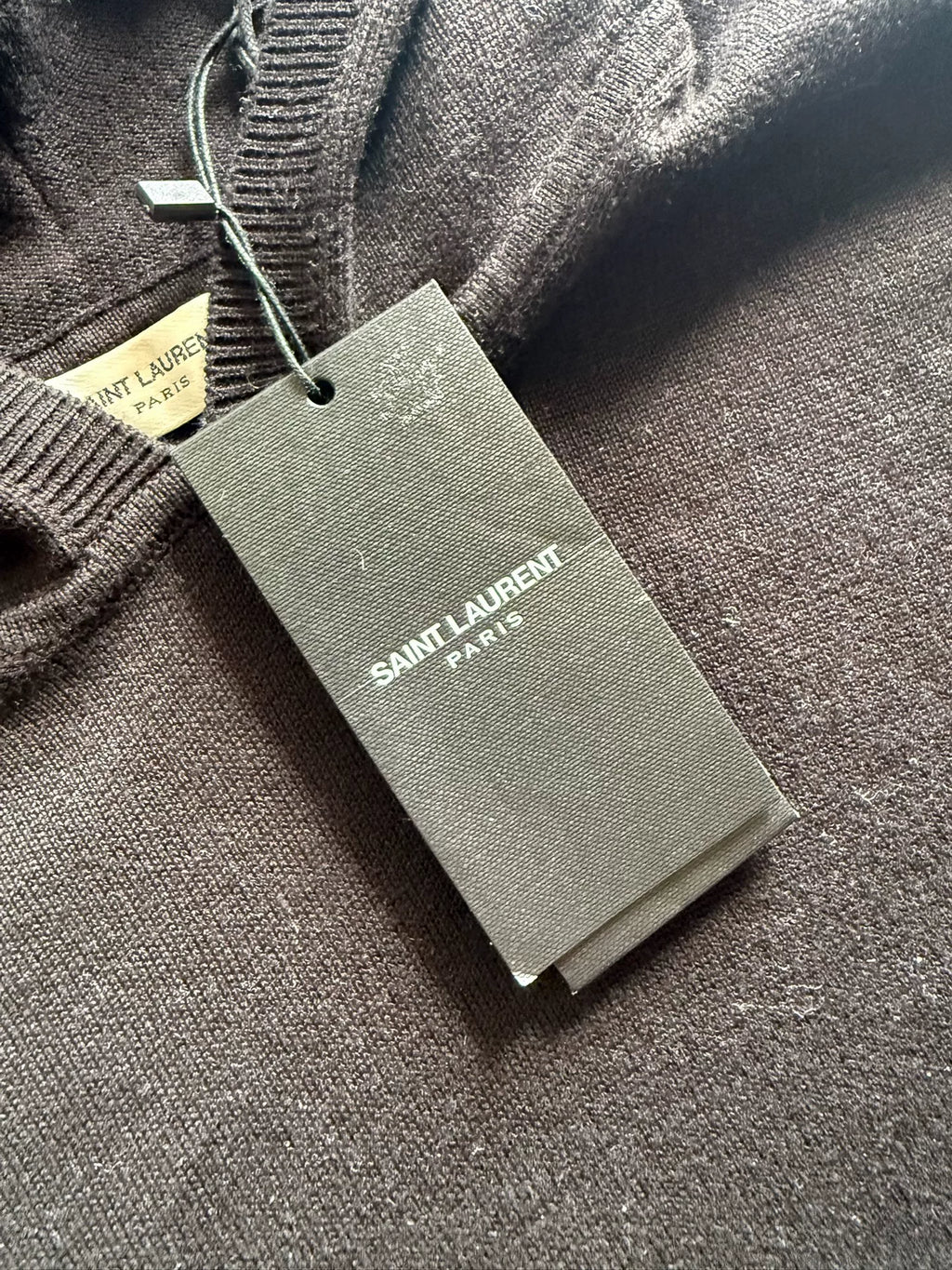 Saint Laurent 18SS Black Wool Lightning Slogan Studded Hoodie by Anthony Vaccarello