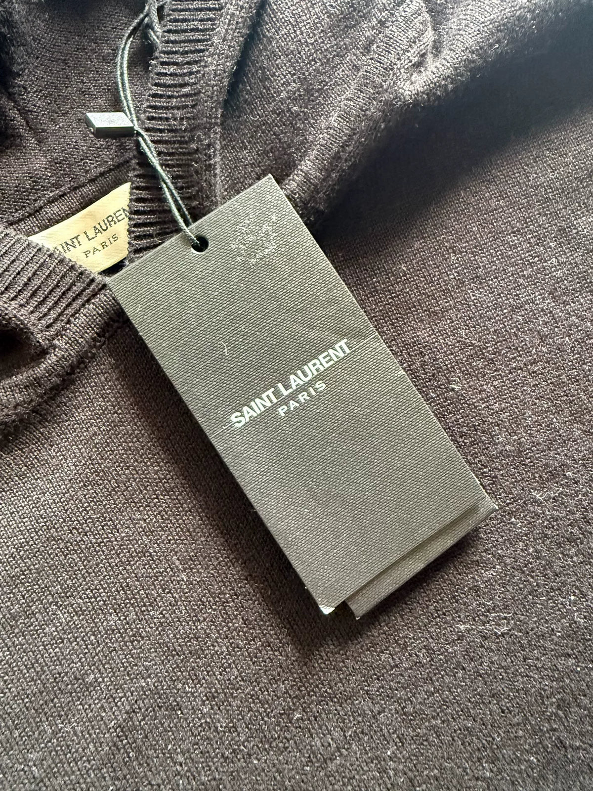 Saint Laurent 18SS Black Wool Lightning Slogan Studded Hoodie by Anthony Vaccarello