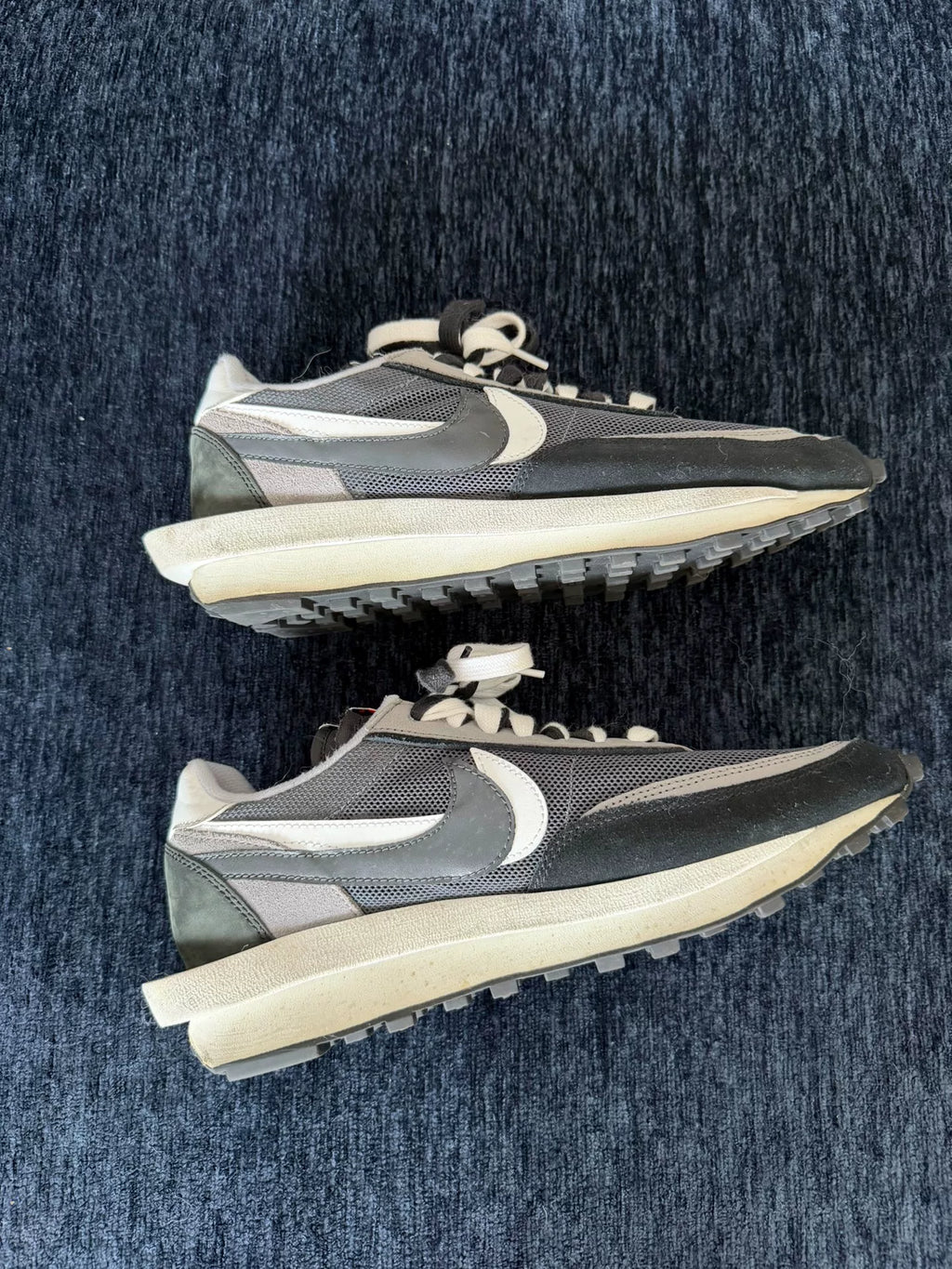 sacai × Nike LDV Waffle Black White Deconstructed Sneakers