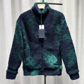 Louis Vuitton Long Sleeve Hoodie Camo All-Over Print Zip Stand Collar Wool Green Jacket