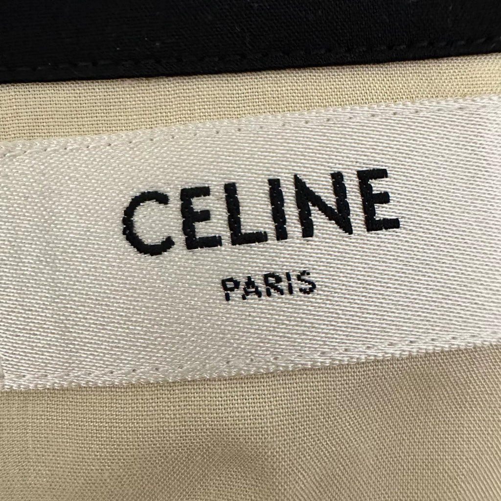 Celine Off-White Black Cuban Collar Viscose Shirt