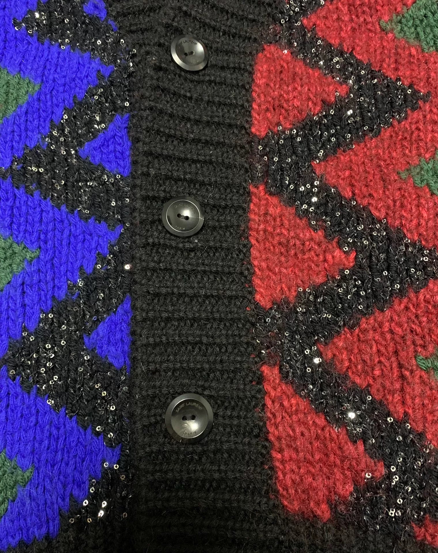 Saint Laurent 21FW Multicolor Sequined Wool Cardigan