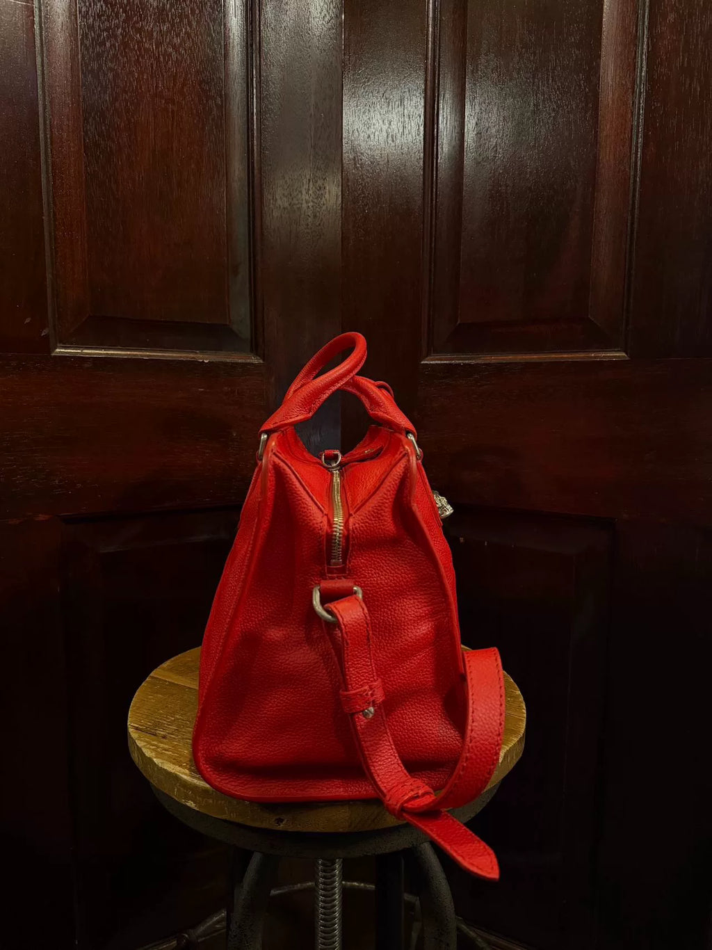 Alexander McQueen Red Skull Padlock Zip Bag