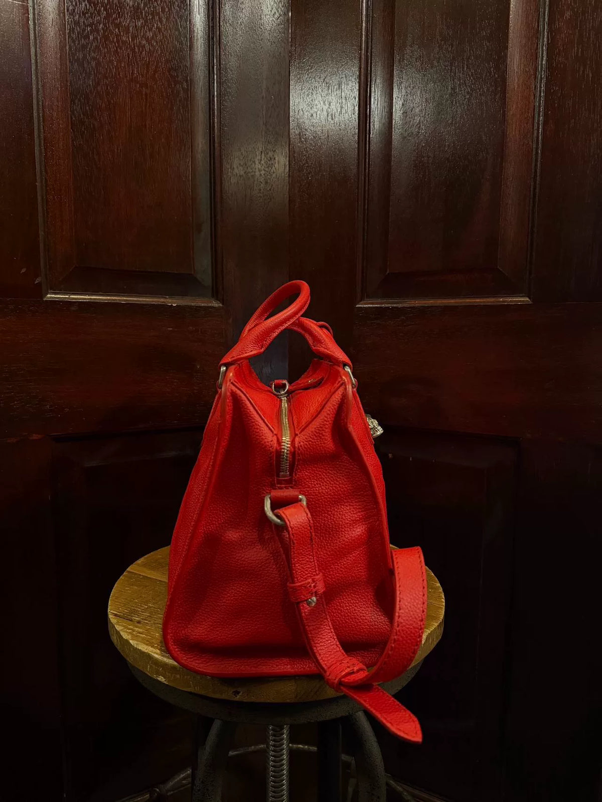 Alexander McQueen Red Skull Padlock Zip Bag