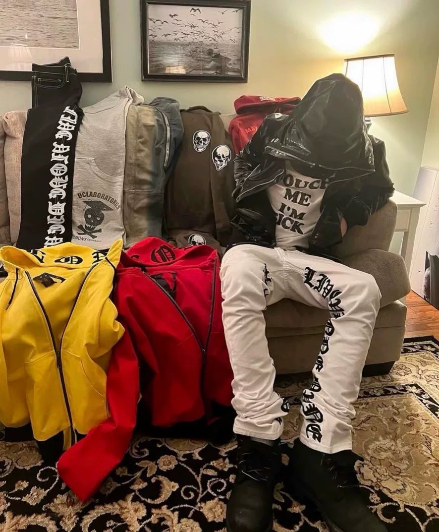 Vlone Og Black White Old English Runway Denim Sanskrit SS18 Jeans