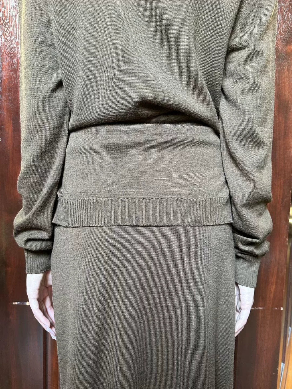 Lemaire FW24 Hazelnut Brown Trompe L‘oeil High Neck Dress