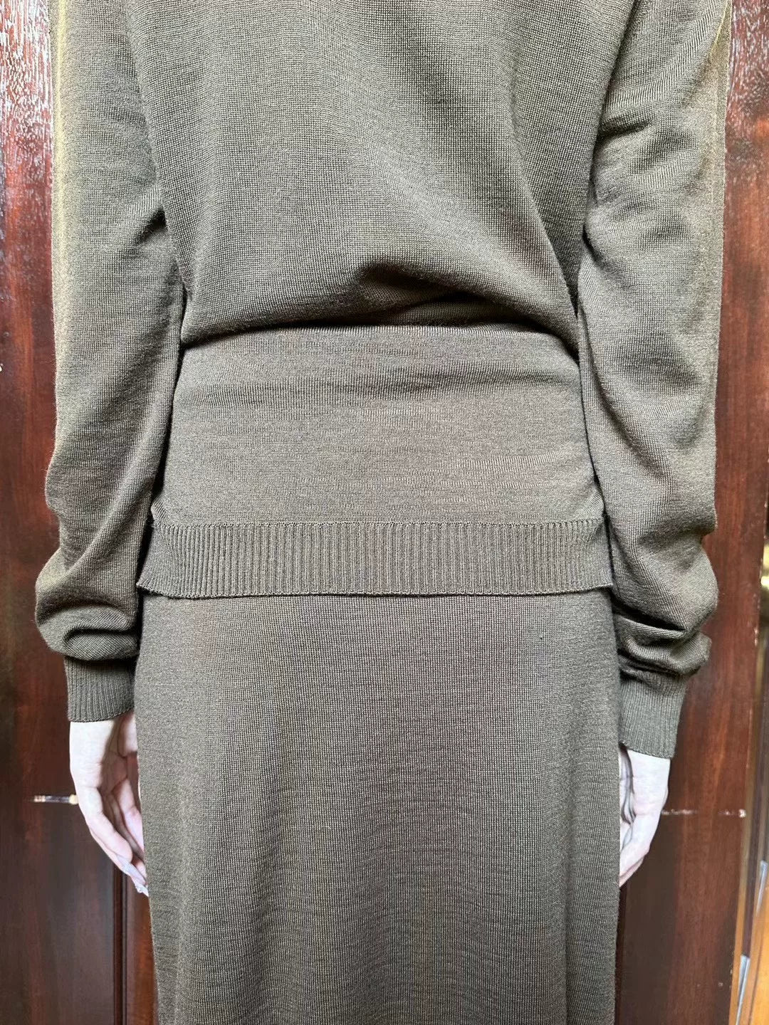 Lemaire FW24 Hazelnut Brown Trompe L‘oeil High Neck Dress
