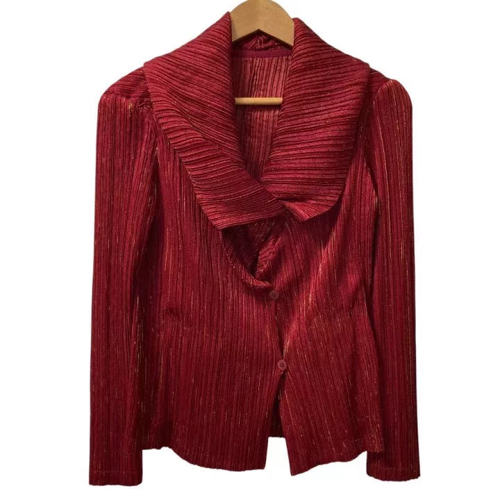 Issey Miyake AW09 Red Gold Thread Pleated Top