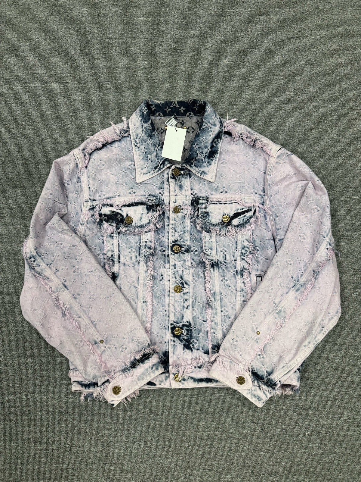 Louis Vuitton Logo Jacquard Fringe Denim Jacket