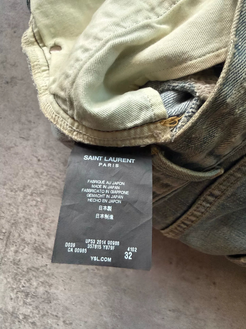 Saint Laurent Paris 14AW D02 Blue Distressed Denim Jeans by Hedi Slimane