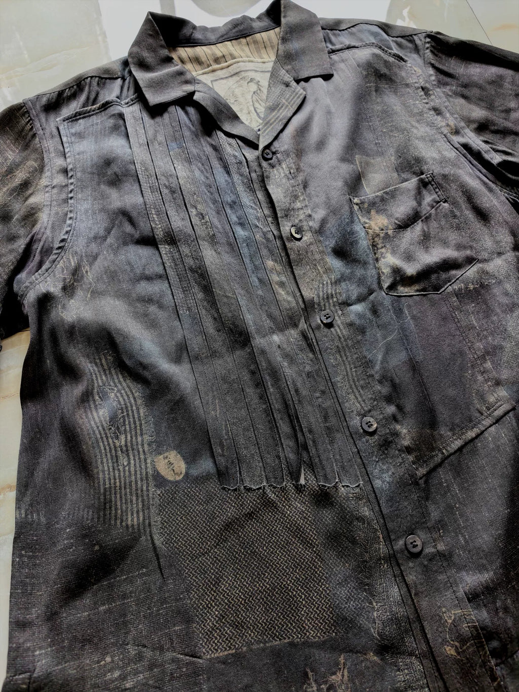 Ziggy Chen SS24 Vintage Book Ji Tan Silk Short Sleeve Shirt