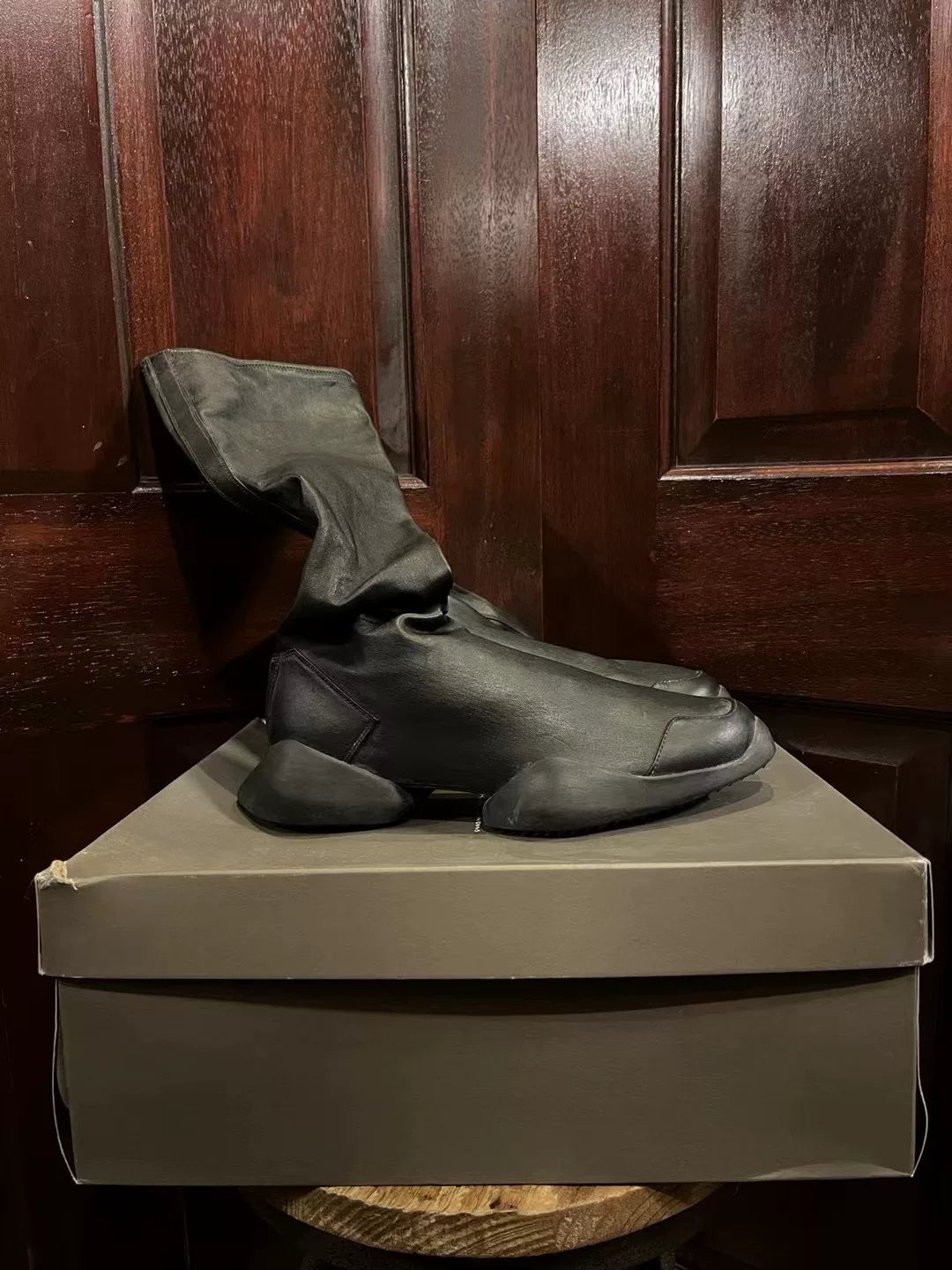 Rick Owens × ADIDAS Black Runner Stretch Horsebit Sock Boots