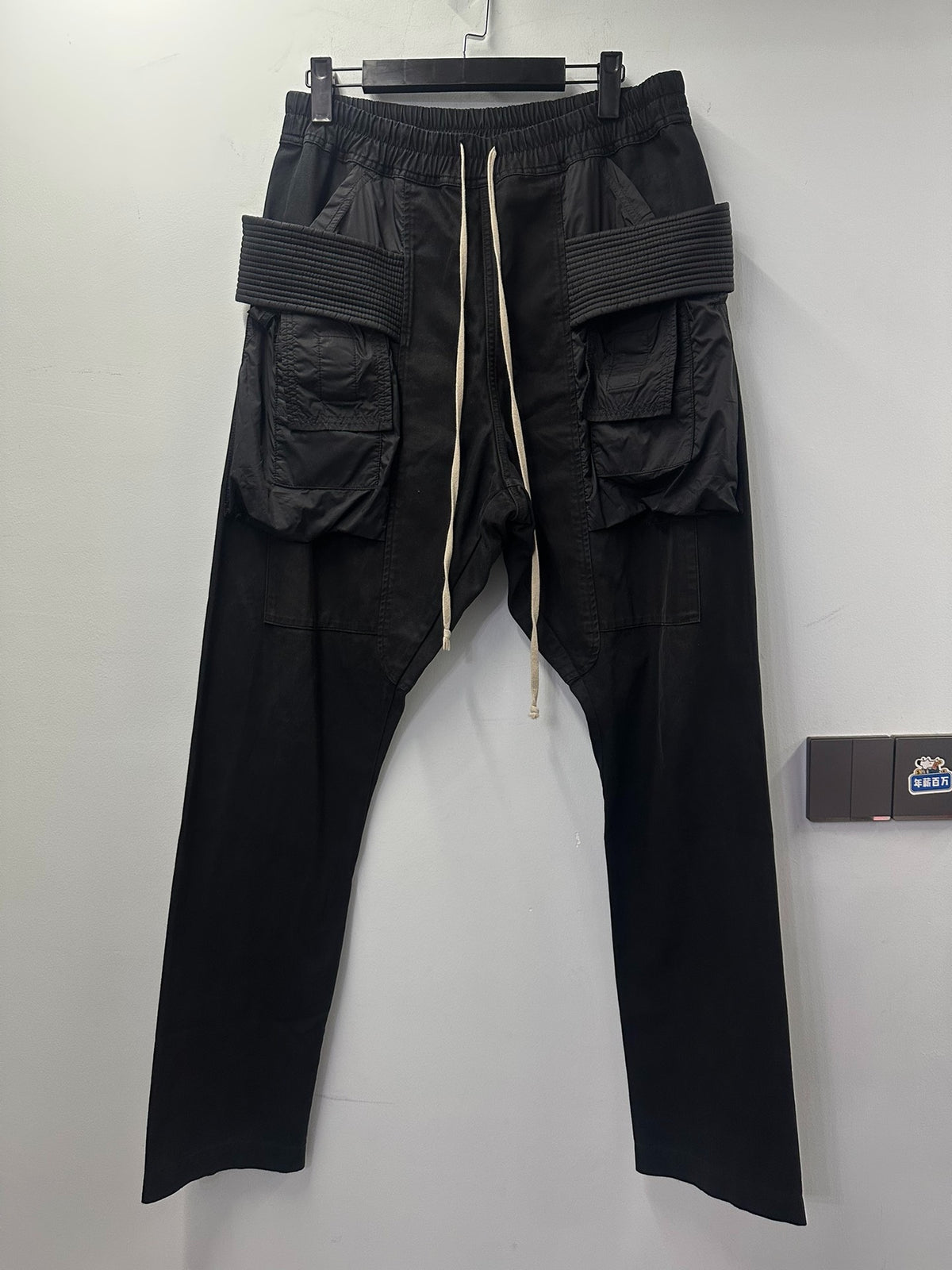 Rick Owens mainline patchwork nylon pocket double-ring cargo pants