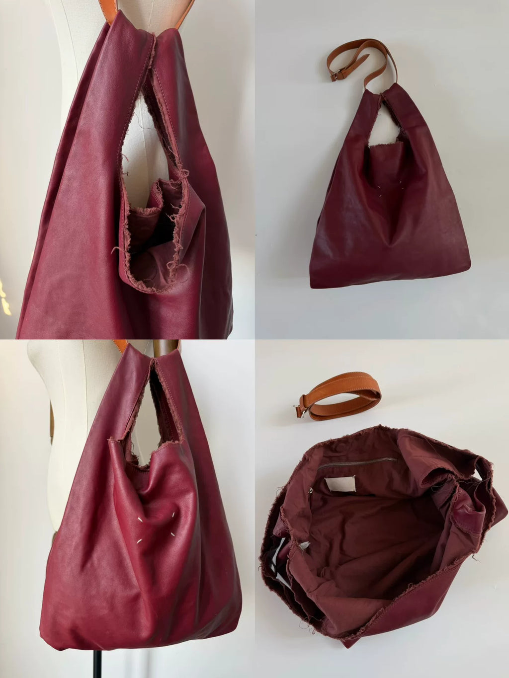 Rare 2015 Maison Martin Margiela deconstructed burgundy monk tote bag