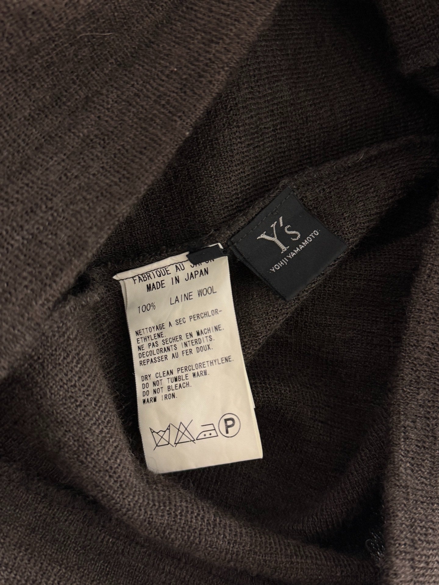 Yohji Yamamoto Y's Irregular Two-Way Wool Brown Top - Devines