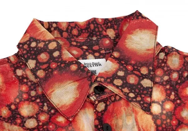 Jean Paul Gaultier Vintage Orange Cell Print Mesh Top
