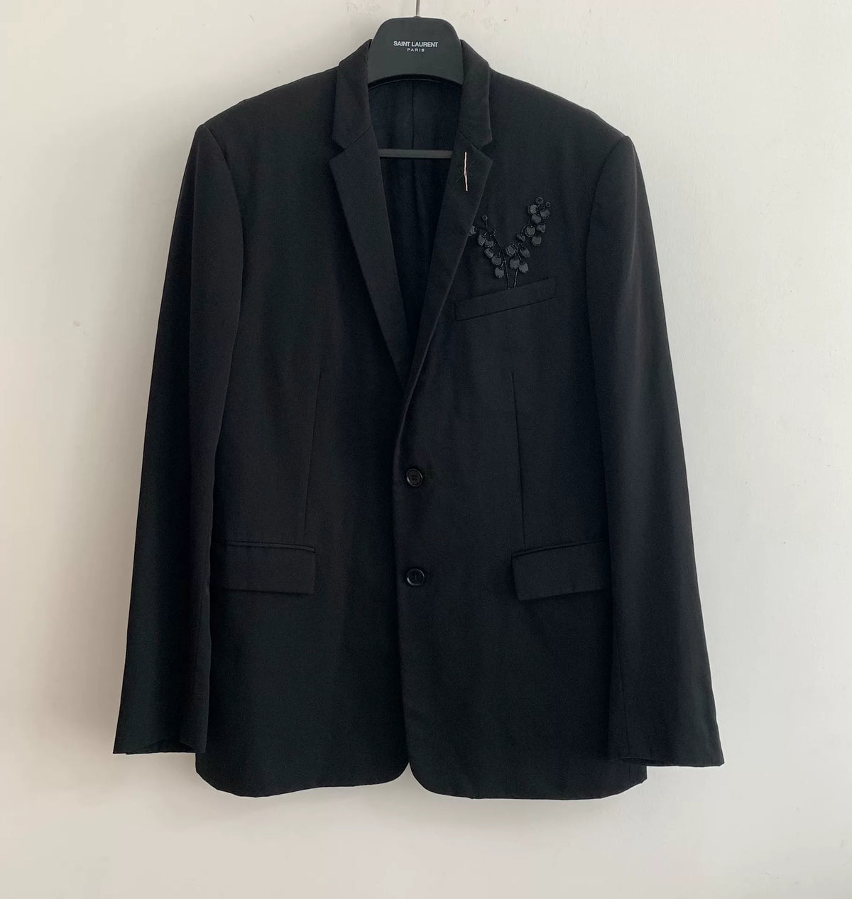 Dior Homme SS18 Black Lily of The Valley Beaded Blazer
