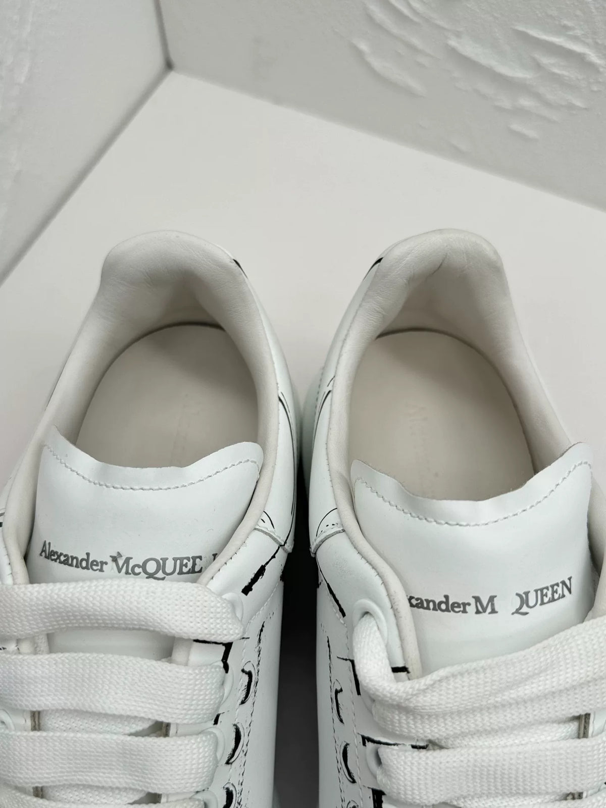 Alexander McQueen Graffiti Print White Black Chunky Low-Top Sneakers